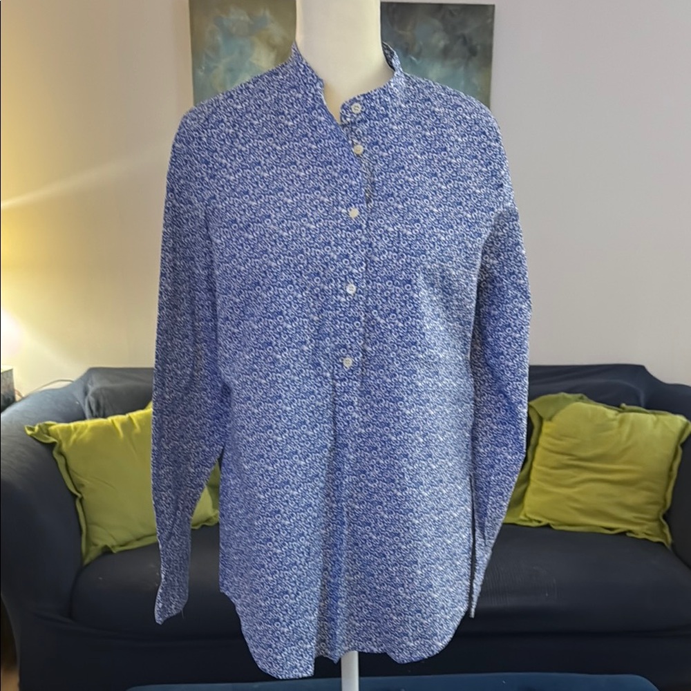 NWT Madewell Blue Small Print Button Down Shirt - M